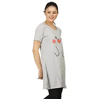 illustrious Printed Women Grils Round Neck Half Sleeve Long t-Shirt | Nightwear, Sleep, Yoga, Daily Use Gym and Lounge Wear Long Top n Tees for Women-thumb5