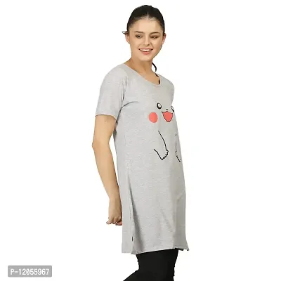 illustrious Printed Women Grils Round Neck Half Sleeve Long t-Shirt | Nightwear, Sleep, Yoga, Daily Use Gym and Lounge Wear Long Top n Tees for Women-thumb6