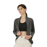 Women Jacket Style Open Front Casual, Solid, Full Sleeve Shrug-thumb2