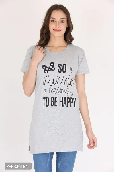 Round Neck Half Sleeve Cotton T-Shirt | Long t-Shirt | Regular Fit | Nightwear, Sleep, Yoga, Daily Use Gym and Lounge Wear Long Top n Tees for Women &amp; Girls