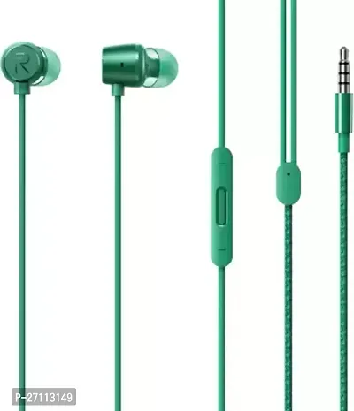 Stylish Buds 2 Wired Headset High Quality Sound Earphone Green, In The Ear