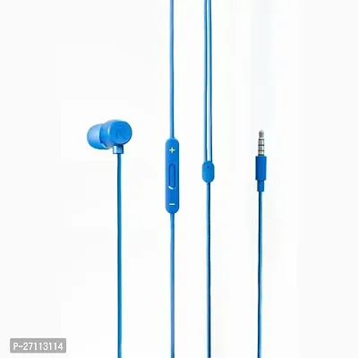 Stylish Buds 2 Wired Headset With Mic Compatible With All Devices Blue, In The Ear