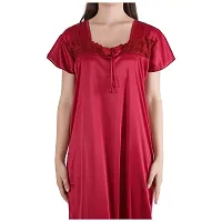 Urmit Trendy Kinri Satin Half Sleeves Women's Nightdress Nighty Pack of 1- SP1009-thumb3