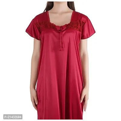 Urmit Trendy Kinri Satin Half Sleeves Women's Nightdress Nighty Pack of 1- SP1009-thumb4