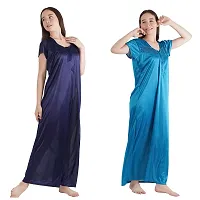 Urmit Trendy Satin Half Sleeves Women's Nightdress Nighty Pack of 2- SP1012-thumb2