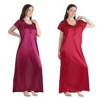 Urmit Trendy Kinri Satin Half Sleeves Women's Nightdress Nighty Pack of 2- SP1010-thumb2