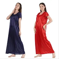 Urmit Trendy Satin Half Sleeves Women's Nightdress Nighty Pack of 2- SP1012-thumb4