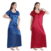 Urmit Trendy Kinri Satin Half Sleeves Women's Nightdress Nighty Pack of 2- SP1010-thumb2