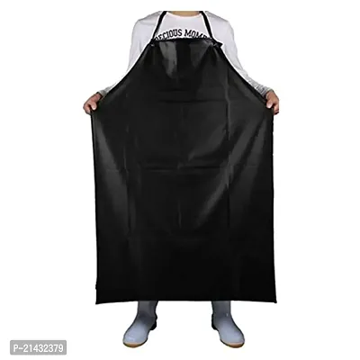 ZUBANATION Waterproof PVC Apron Adjustable Neck Strap Long Tie Heavy Duty Work Aprons Pack of 1 Color - Black