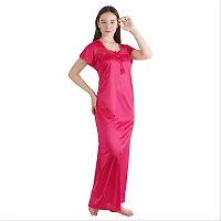 Urmit Trendy Kinri Satin Half Sleeves Women's Nightdress Nighty Pack of 1- SP1009-thumb2