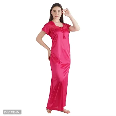 Urmit Trendy Kinri Satin Half Sleeves Women's Nightdress Nighty Pack of 1- SP1009-thumb3