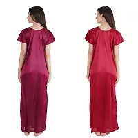 Urmit Trendy Kinri Satin Half Sleeves Women's Nightdress Nighty Pack of 2- SP1010-thumb1