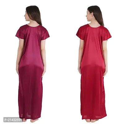 Urmit Trendy Kinri Satin Half Sleeves Women's Nightdress Nighty Pack of 2- SP1010-thumb2