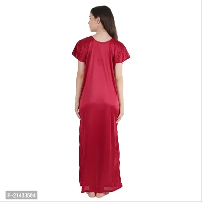 Urmit Trendy Kinri Satin Half Sleeves Women's Nightdress Nighty Pack of 1- SP1009-thumb2