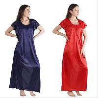 Urmit Trendy Satin Half Sleeves Women's Nightdress Nighty Pack of 2- SP1012-thumb2