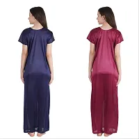 Urmit Trendy Satin Half Sleeves Women's Nightdress Nighty Pack of 2- SP1012-thumb1