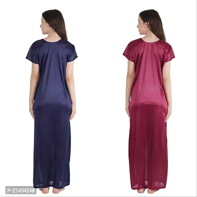 Urmit Trendy Satin Half Sleeves Women's Nightdress Nighty Pack of 2- SP1012-thumb2