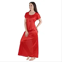 Urmit Trendy Kinri Satin Half Sleeves Women's Nightdress Nighty Pack of 1- SP1009-thumb4