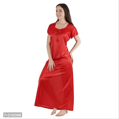 Urmit Trendy Kinri Satin Half Sleeves Women's Nightdress Nighty Pack of 1- SP1009-thumb5