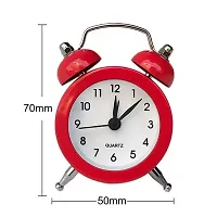 Sausa Metal Cute Small Clock with Loud Bell Alarm, Stylish Mini Table Clock for Kids Boys Girls Students Heavy Sleepers Study Table - Pack of 1, White-thumb4