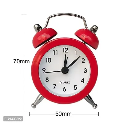 Sausa Metal Cute Small Clock with Loud Bell Alarm, Stylish Mini Table Clock for Kids Boys Girls Students Heavy Sleepers Study Table - Pack of 1, White-thumb5