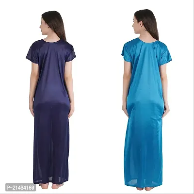 Urmit Trendy Satin Half Sleeves Women's Nightdress Nighty Pack of 2- SP1012-thumb2