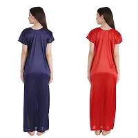 Urmit Trendy Satin Half Sleeves Women's Nightdress Nighty Pack of 2- SP1012-thumb1