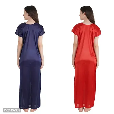 Urmit Trendy Satin Half Sleeves Women's Nightdress Nighty Pack of 2- SP1012-thumb2