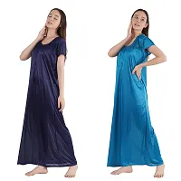 Urmit Trendy Satin Half Sleeves Women's Nightdress Nighty Pack of 2- SP1012-thumb4