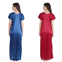 Urmit Trendy Kinri Satin Half Sleeves Women's Nightdress Nighty Pack of 2- SP1010-thumb1