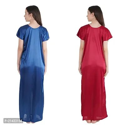 Urmit Trendy Kinri Satin Half Sleeves Women's Nightdress Nighty Pack of 2- SP1010-thumb2