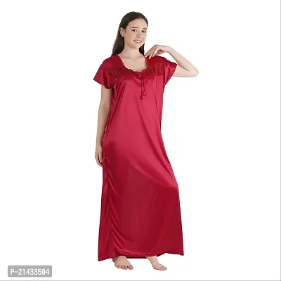 Urmit Trendy Kinri Satin Half Sleeves Women's Nightdress Nighty Pack of 1- SP1009-thumb3