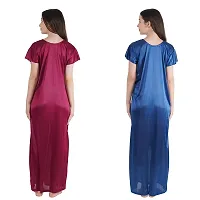 Urmit Trendy Kinri Satin Half Sleeves Women's Nightdress Nighty Pack of 2- SP1010-thumb1