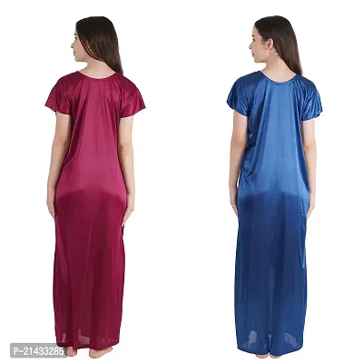 Urmit Trendy Kinri Satin Half Sleeves Women's Nightdress Nighty Pack of 2- SP1010-thumb2