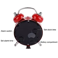 Sausa Metal Cute Small Clock with Loud Bell Alarm, Stylish Mini Table Clock for Kids Boys Girls Students Heavy Sleepers Study Table - Pack of 1, White-thumb3