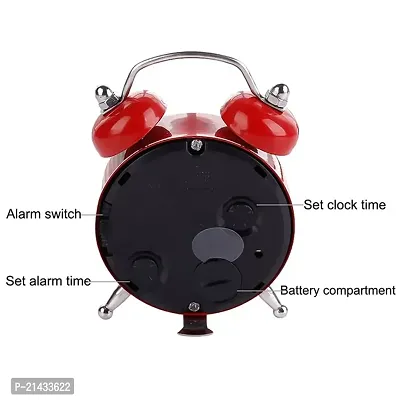 Sausa Metal Cute Small Clock with Loud Bell Alarm, Stylish Mini Table Clock for Kids Boys Girls Students Heavy Sleepers Study Table - Pack of 1, White-thumb4