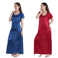 Urmit Trendy Kinri Satin Half Sleeves Women's Nightdress Nighty Pack of 2- SP1010-thumb4