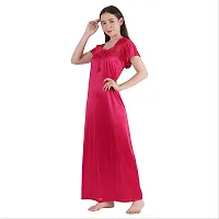 Urmit Trendy Kinri Satin Half Sleeves Women's Nightdress Nighty Pack of 1- SP1009-thumb4