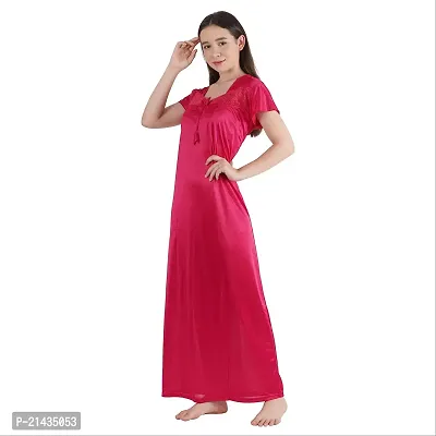 Urmit Trendy Kinri Satin Half Sleeves Women's Nightdress Nighty Pack of 1- SP1009-thumb5