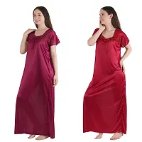 Urmit Trendy Kinri Satin Half Sleeves Women's Nightdress Nighty Pack of 2- SP1010-thumb4