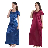 Urmit Trendy Kinri Satin Half Sleeves Women's Nightdress Nighty Pack of 2- SP1010-thumb4