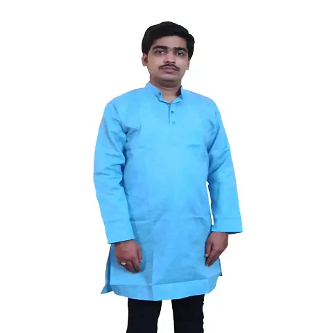 Mens Long Kurta Full Sleeve, Poly Blend Fabric , Self Weaved Design, Regular Fit.