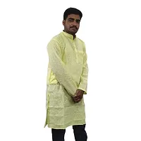Self Design Mens Long Kurta, Full Sleeves, Khadi Style with Mandarin Collar.-thumb1