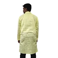 Self Design Mens Long Kurta, Full Sleeves, Khadi Style with Mandarin Collar.-thumb3