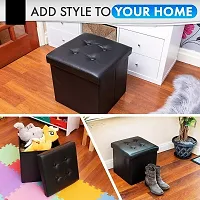 STORIA Storage Folding Footrest Storage Leather Folding Small Footstool Square Bench Cube-thumb2