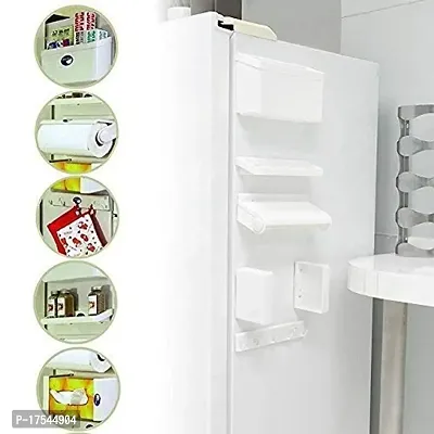 Sterling Plastic 5-in-1 Multipurpose Magnetic Refrigerator Storage Rack, White-thumb4