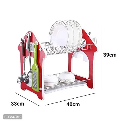 STORIA Rack for Kitchen Drainer Rack Crockery Holder Cutlery Plate Holder Glass Utensils Storage Organizer (Stainless Steel) Multicolor-thumb2