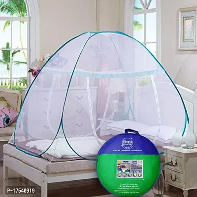 Buenovida (STORIA) Mosquito Net for Double Bed Machardani , Folding Mosquito net for Double Bed , Polyester Strong Net Foldable Easily fit on 6 x 6 ft - Blue.