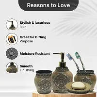 STORIA Soap Dispenser Set Ceramic Bathroom Accessory Soap Dispenser Soap Dish Toothbrush Holder and Tumbler Bathroom Set of 4 Gift for Home and Bathroom Decor (SMS-020)-thumb1