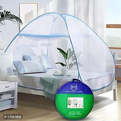 Sterling Mosquito Net Single Bed, Machhardani Single Bed Mosquito Net for Single Bed, Single Bed Mosquito Net Foldable Size 200 cm x 120 cm Easily fit on 4 x 6 ft Single Bed Pack of 1 (Blue Color)-thumb0